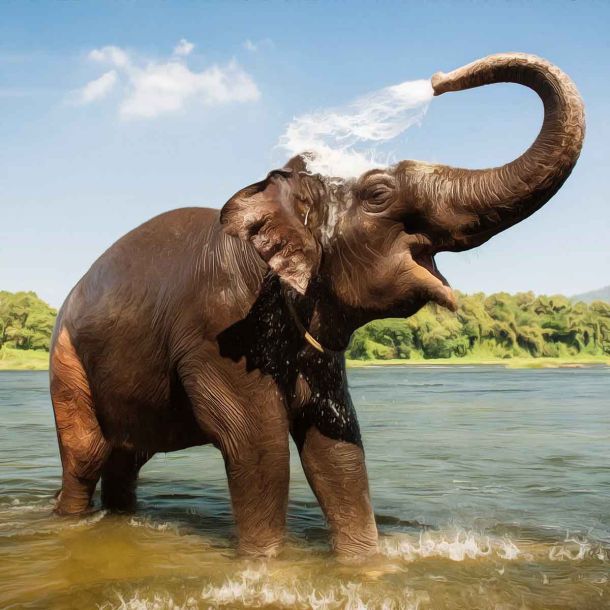 Tamil Nadu’s temple elephant enjoys a splash in her new swimming pool