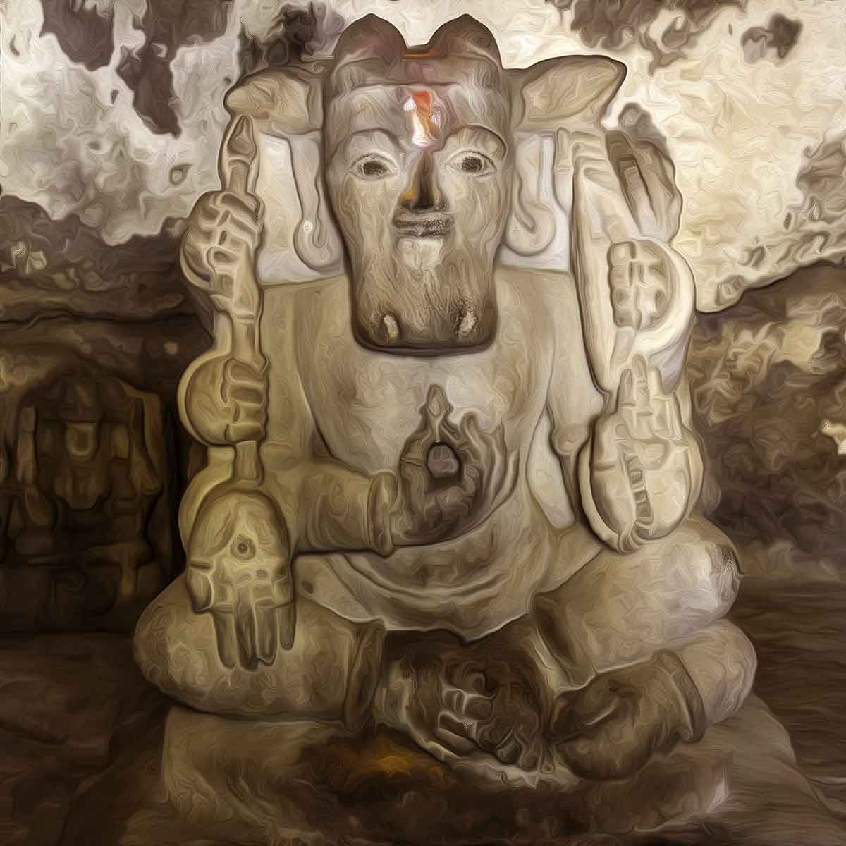 Rare Agni Murti at the Agnivrush temple in Pateshwar Shiva temple complex at Degaon near Satara in Maharashtra