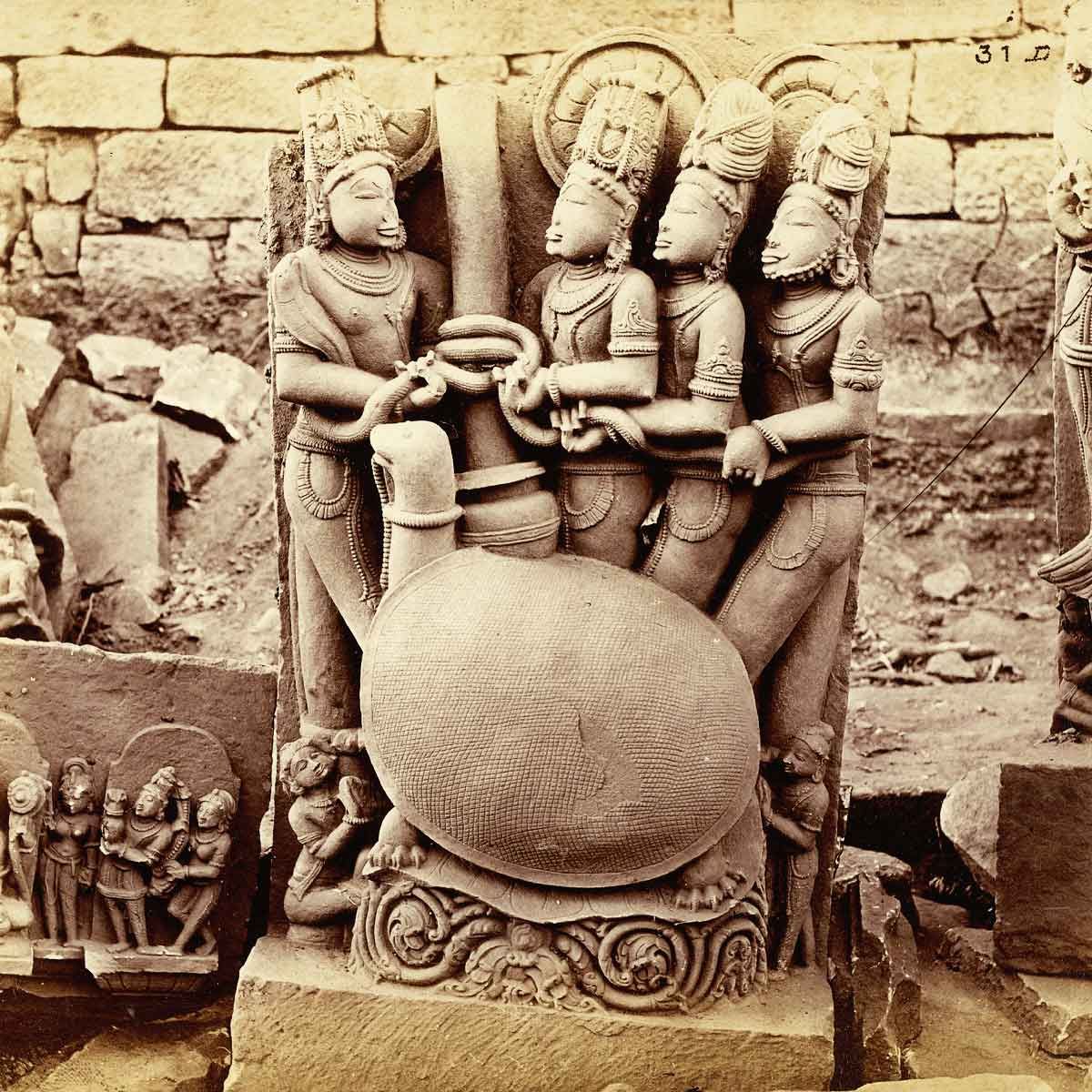 Close view of sculpture of Kurmavatara